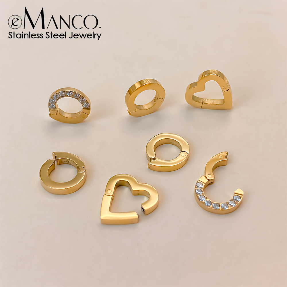 Circle Hook Set - EMANCO หัวล็อคทรงกลมแบบโครงกระดูกเคลือบทอง 14K PVD สแตนเลสคุณภาพสูง สำหรับทำสร้อยข้อมือ