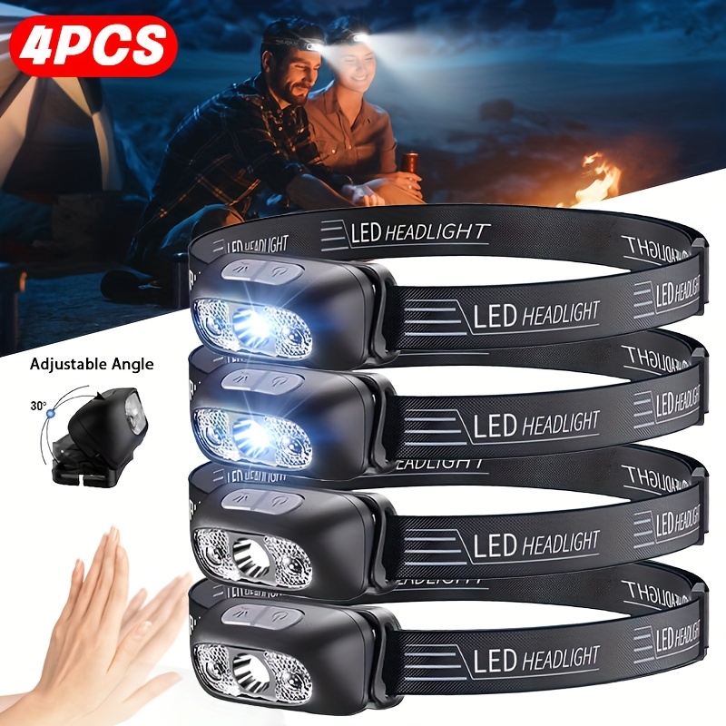 Fishing Headlamp - ไฟฉายคาดศีรษะ LED ปรับได้ พร้อมเซ็นเซอร์ทรงพลัง ชาร์จ USB